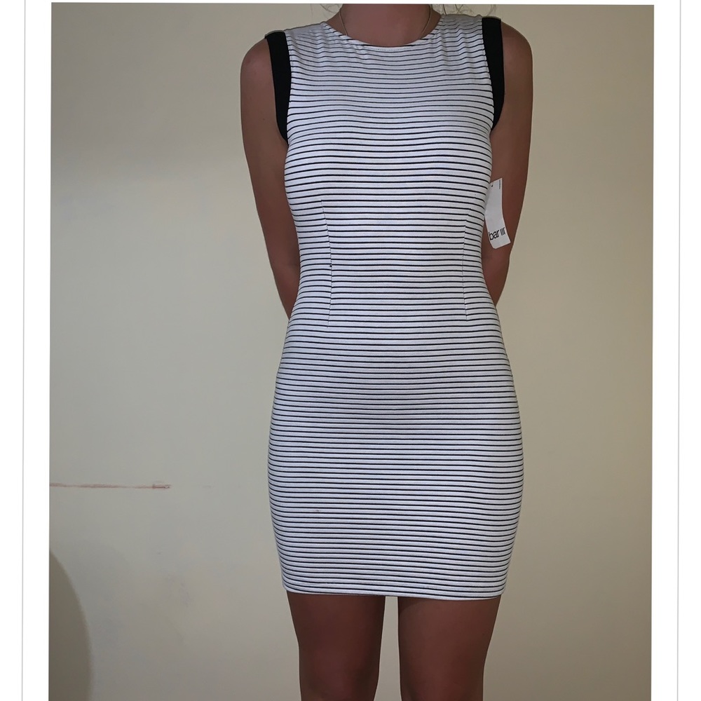Black and white striped dress